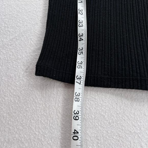 ENZA COSTA Long Sleeve Dress Womens Medium Black Scoop Stretch Rib Knit NEW - Picture 13 of 14